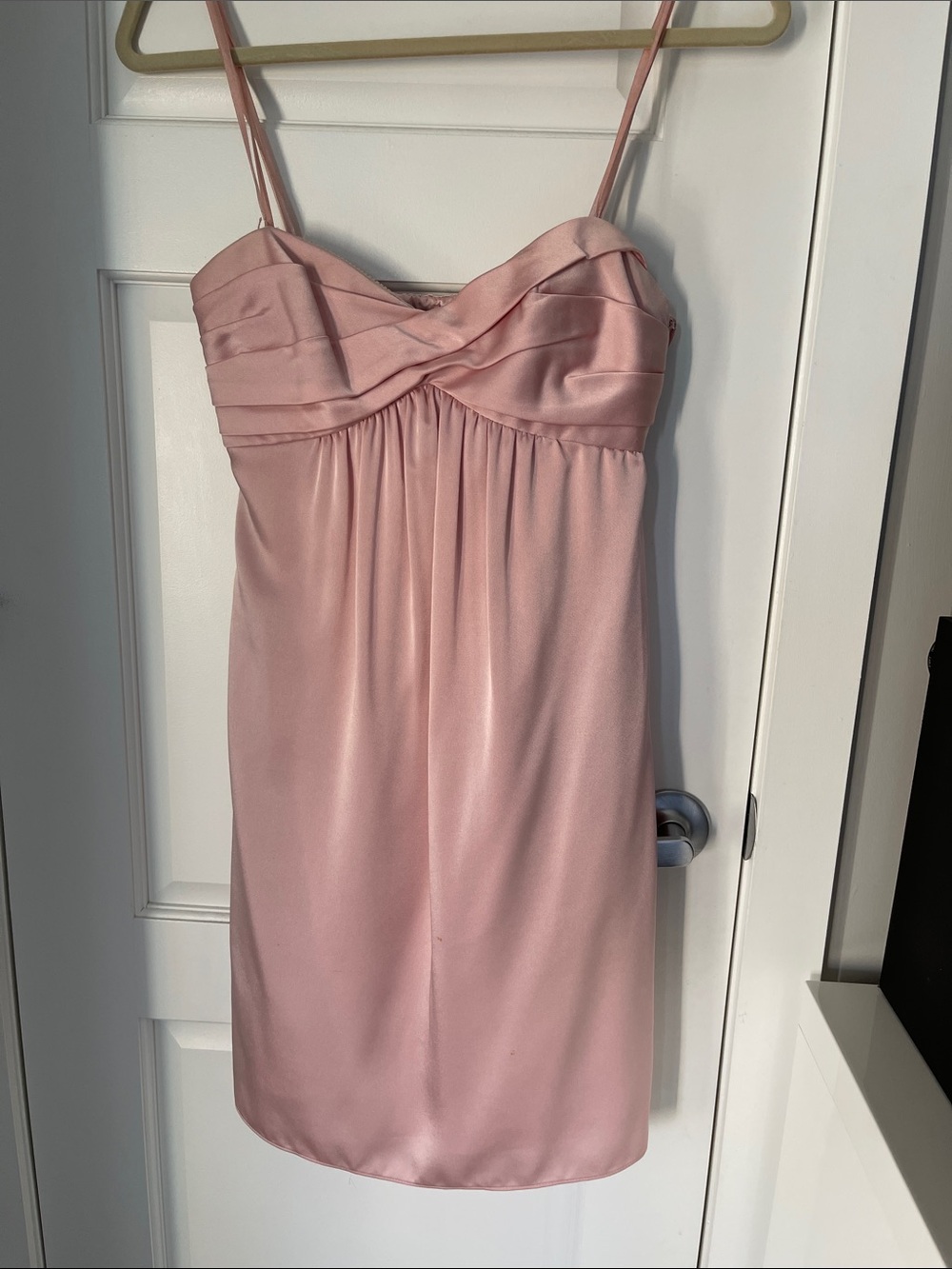 BCBGMaxAzria Blush Pink Strapless Satin Cocktail Dress